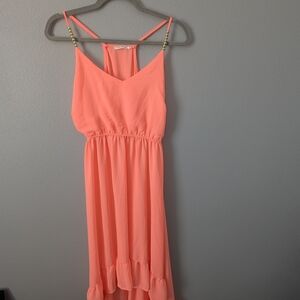 Poetry Coral Dress with Gold Details